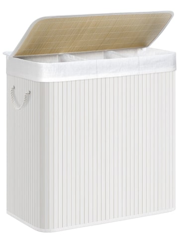 Songmics Kosz w kolorze biało-beżowym na pranie - 60 x 61 x 40 cm