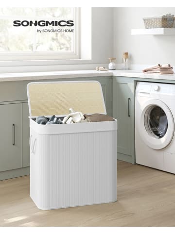 Songmics Wäschekorb in Weiß/ Beige - (B)60 x (H)61 x (T)40 cm