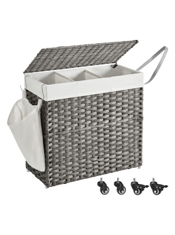 Songmics Wäschekorb in Grau/ Weiß - (B)66 x (H)66 x (T)33 cm