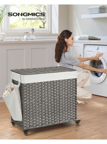 Songmics Wäschekorb in Grau/ Weiß - (B)66 x (H)66 x (T)33 cm