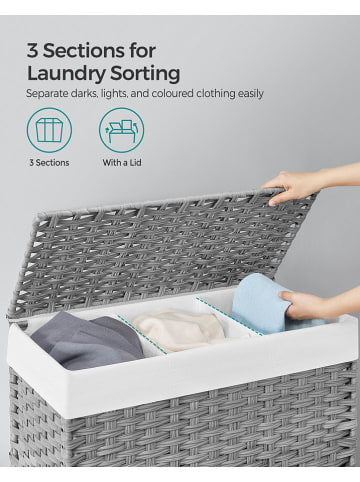 Songmics Wäschekorb in Grau/ Weiß - (B)66 x (H)66 x (T)33 cm