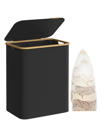 Songmics Kosz w kolorze czarnym na pranie - 52 x 70,5 x 38,5 cm