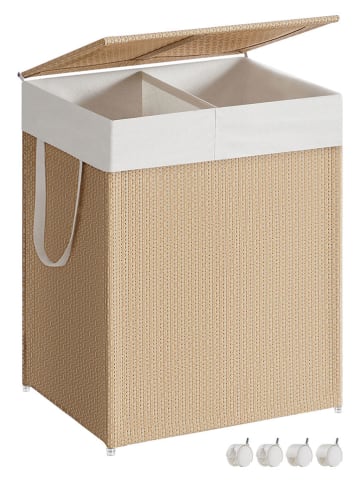 Songmics Kosz w kolorze beżowo-białym na pranie - 46,5 x 65 x 37,5 cm