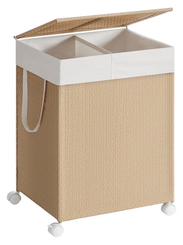 Songmics Kosz w kolorze beżowo-białym na pranie - 46,5 x 65 x 37,5 cm