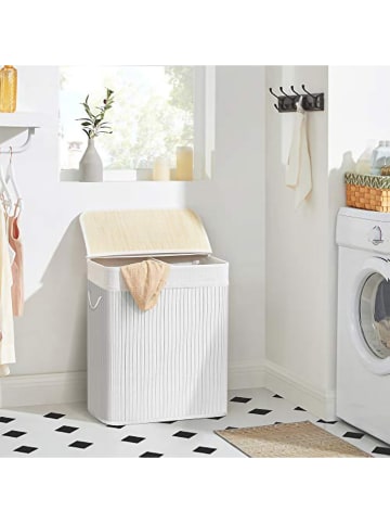 Songmics Wäschekorb in Weiß/ Hellbraun - (B)51,5 x (H)60,5 x (T)31,5 cm