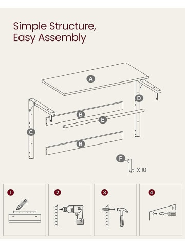 Songmics Kapstok bruin/zwart - (B)80 x (H)42 x (D)30 cm