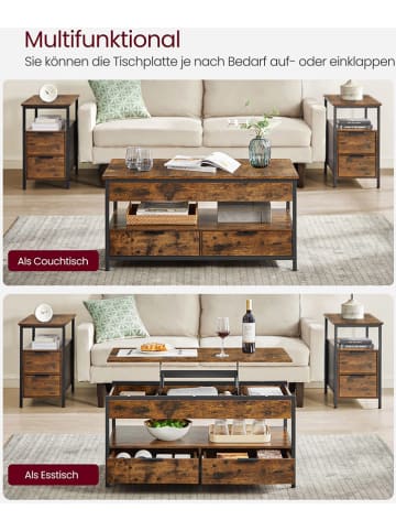 Songmics Couchtisch in Hellbraun/ Schwarz - (B)100 x (H)48 x (T)50 cm