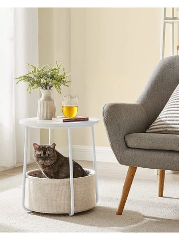 Songmics Bijzettafel wit/beige - (H)45 x Ø 50 cm