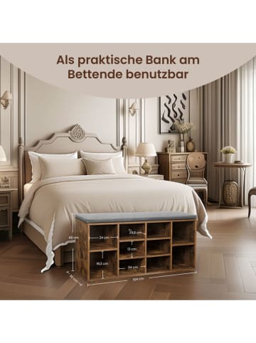 Songmics Schuhbank in Braun/ Grau - (B)104 x (H)48 x (T)30 cm