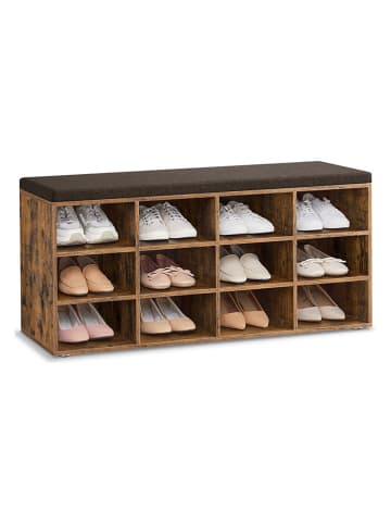Songmics Schuhbank in Braun/ Schwarz - (B)104 x (H)48 x (T)30 cm