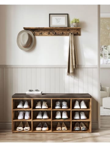 Songmics Ławka w kolorze brązowo-czarnym na buty - 104 x 48 x 30 cm