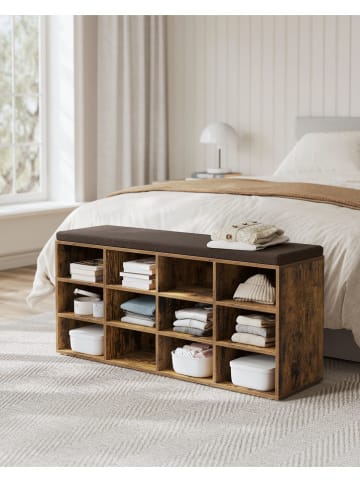 Songmics Ławka w kolorze brązowo-czarnym na buty - 104 x 48 x 30 cm