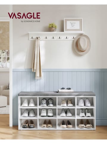 Songmics Ławka w kolorze biało-szarym na buty - 104 x 48 x 30 cm