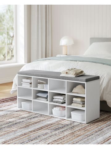 Songmics Schuhbank in Weiß/ Grau - (B)104 x (H)48 x (T)30 cm