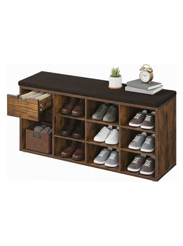 Songmics Ławka w kolorze czarno-brązowym na buty - 104 x 48 x 30 cm