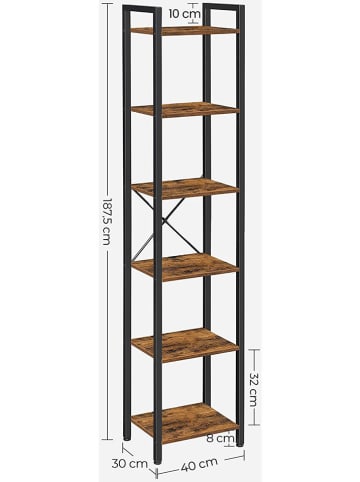 Songmics Regał w kolorze czarno-brązowym na książki - 40 x 187,5 x 30 cm