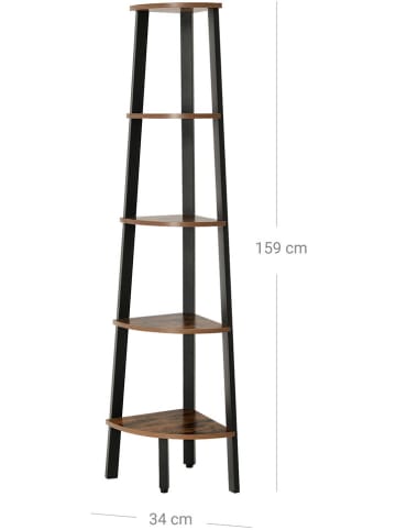 Songmics Regał w kolorze czarno-jasnobrązowym na książki - 37,2 x 159 x 37,2 cm