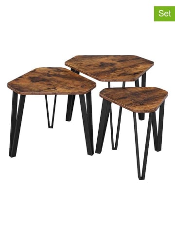 Songmics 3er-Set: Couchtische in Schwarz/ Braun
