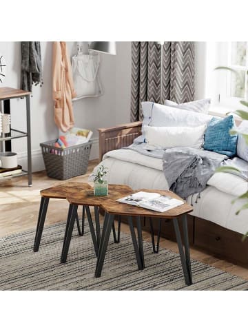 Songmics 3er-Set: Couchtische in Schwarz/ Braun