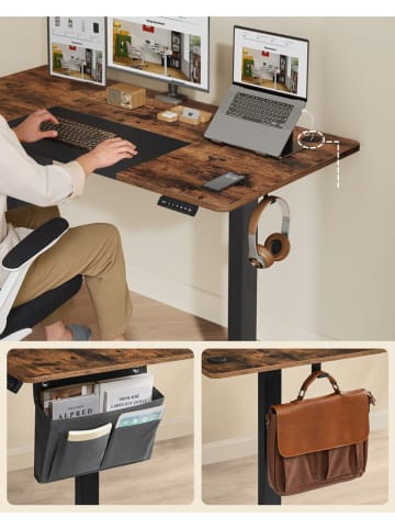 Songmics Biurko w kolorze brązowo-czarnym - 140 x 120 x 60 cm