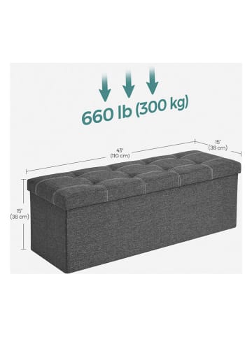 Songmics Opbergbank grijs - (B)110 x (H)38 x (D)38 cm