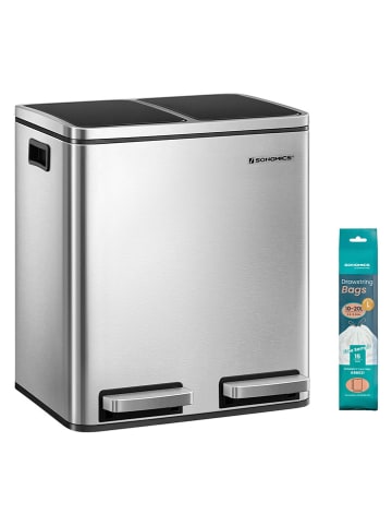 Songmics Pedaalemmer zilverkleurig - (B)41 x (H)47 x (D)31,5 cm