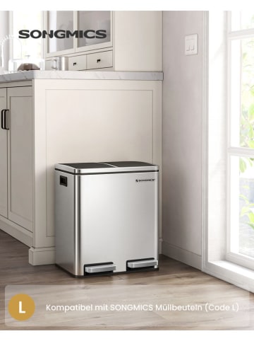 Songmics Pedaalemmer zilverkleurig - (B)41 x (H)47 x (D)31,5 cm