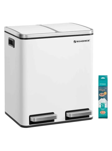 Songmics Kosz w kolorze białym na śmieci - 41 x 44,5 x 27,5 cm