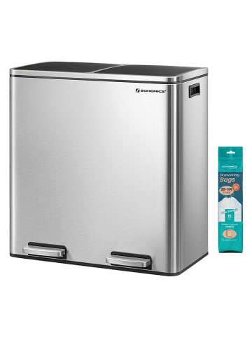 Songmics Pedaalemmer zilverkleurig - (B)59 x (H)62,4 x (D)36,5 cm