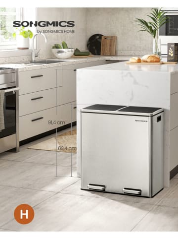 Songmics Kosz w kolorze srebrnym na śmieci - 59 x 62,4 x 36,5 cm