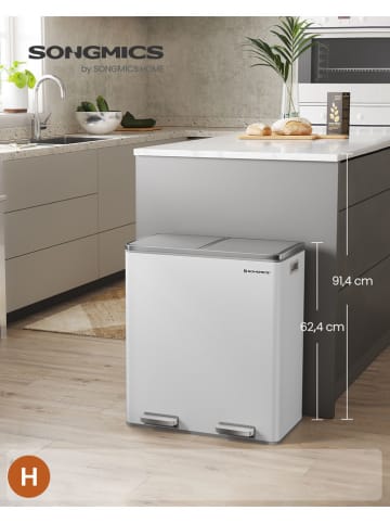 Songmics Kosz w kolorze białym na śmieci - 59 x 62,4 x 36,5 cm