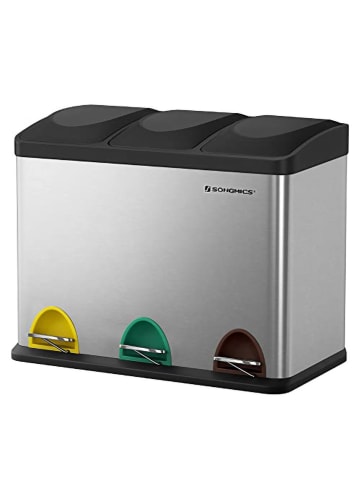 Songmics Pedaalemmer zilverkleurig/zwart - (B)60,5 x (H)48,5 x (D)31,5 cm