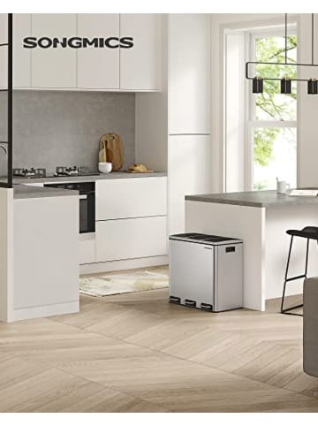 Songmics Kosz w kolorze srebrno-czarnym na śmieci - 61 x 55,5 x 31,5 cm