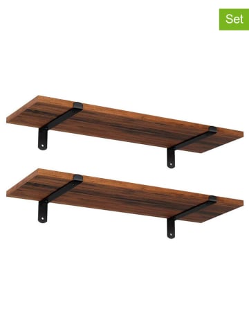Songmics 2er-Set: Wandregale in Braun/ Schwarz - (B)60 x (H)7 x (T)20 cm
