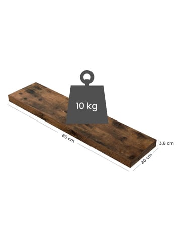 Songmics Regał ścienny w kolorze brązowym - 80 x 20 cm