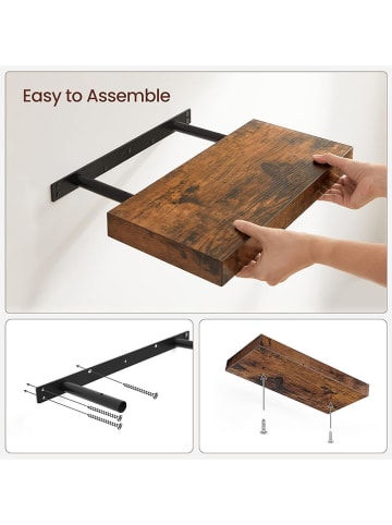 Songmics Wandregal in Braun - (L)80 x (B)20 cm