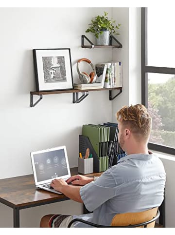 Songmics Regały ścienne (3 szt.) w kolorze brązowo-czarnym