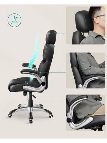 Songmics Krzesło biurowe w kolorze czarnym - 70 x 137 cm