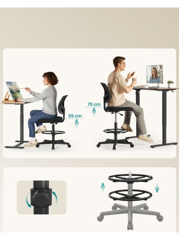 Songmics Krzesło biurowe w kolorze czarnym - 64 x 117 x 40 cm