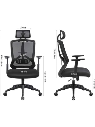 Songmics Bürostuhl in Schwarz - (B)68 x (H)120 x (T)65 cm