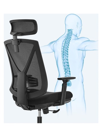 Songmics Krzesło biurowe w kolorze czarnym - 70 x 133 x 68,5 cm