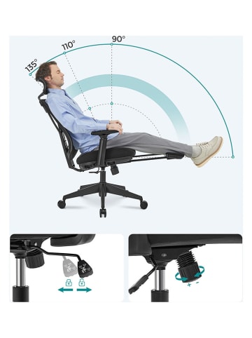 Songmics Bureaustoel zwart - (B)70 x (H)133 x (D)68,5 cm