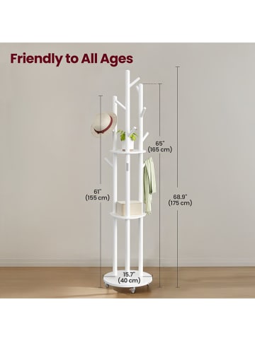 Songmics Wieszak stojący w kolorze białym na ubrania - 40 x 175 x 40 cm