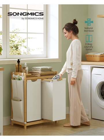 Songmics Wäschekorb in Creme/ Hellbraun - (B)63 x (H)78 x (T)33 cm