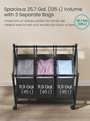 Songmics Wäschekorb in Schwarz - (B)80 x (H)67 x (T)38,5 cm