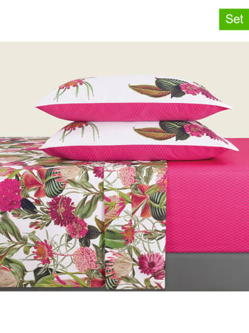 CXL by Christian Lacroix 4tlg. Set: Satin-Bettlaken und Kissenbezüge in Pink/ Bunt