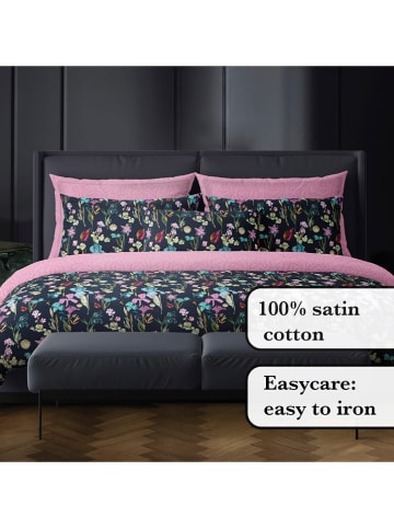 CXL by Christian Lacroix Satin-Bettwäsche-Set in Dunkelblau/ Rosa