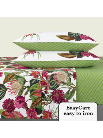 CXL by Christian Lacroix 4tlg. Set: Satin-Bettlaken und Kissenbezüge in Grün/ Bunt