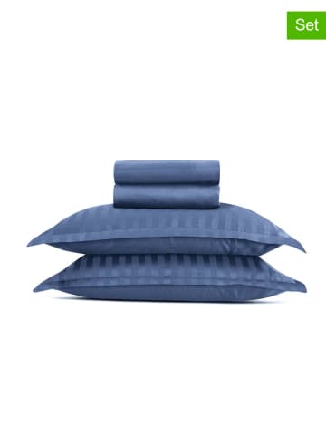 CXL by Christian Lacroix 4-delige set: satijnen bedlakens en kussenslopen blauw