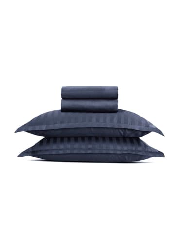 CXL by Christian Lacroix 4tlg. Set: Satin-Bettlaken und Kissenbezüge in Dunkelblau